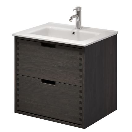 Badmeubel met wastafel GRIBSKOV 60 cm bruin/eiken/wit