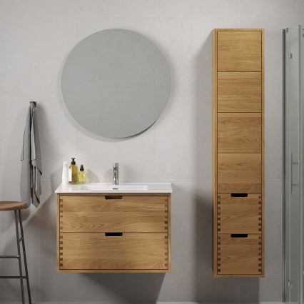 Badmeubel met wastafel GRIBSKOV 80 cm, beige/eiken/wit