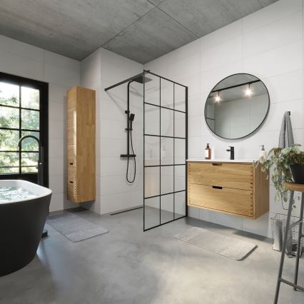 Badmeubel met wastafel GRIBSKOV 80 cm, beige/eiken/wit
