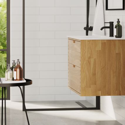 Badmeubel met wastafel GRIBSKOV 80 cm, beige/eiken/wit