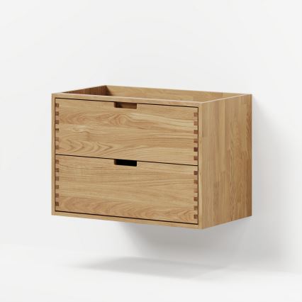 Badmeubel met wastafel GRIBSKOV 80 cm, beige/eiken/wit
