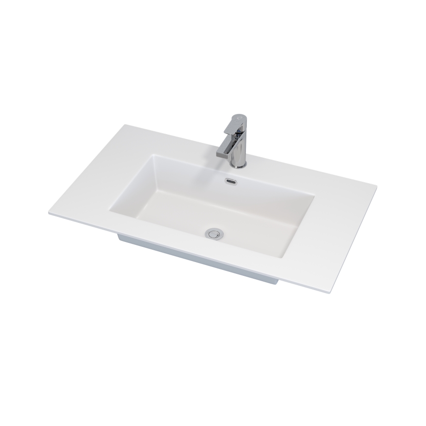 Badmeubel met wastafel GRIBSKOV 80 cm, beige/eiken/wit