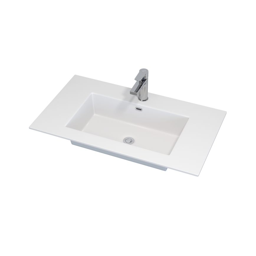 Badmeubel met wastafel GRIBSKOV 80 cm bruin/eiken/wit