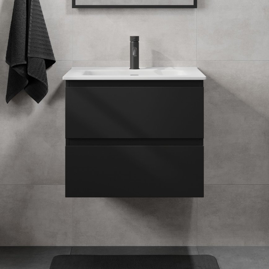 Badmeubel met wastafel KENWOOD 61x52x47 cm zwart/wit