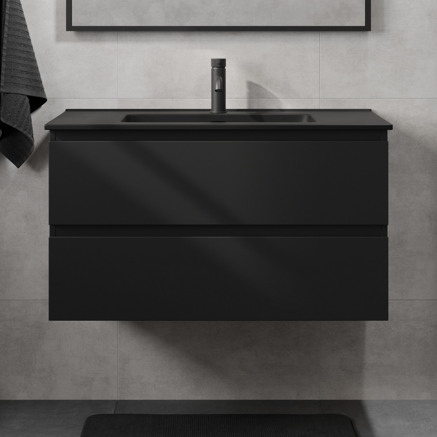 Badmeubel met wastafel KENWOOD 91 cm zwart