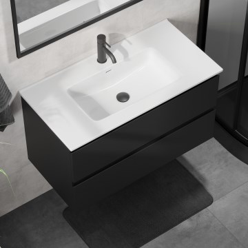 Badmeubel met wastafel KENWOOD 91 cm zwart/wit