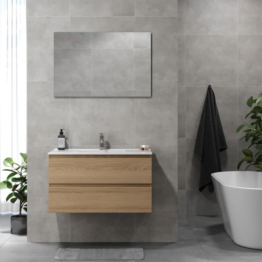 Badmeubel met wastafel KENWOOD 91x50x45 cm eiken