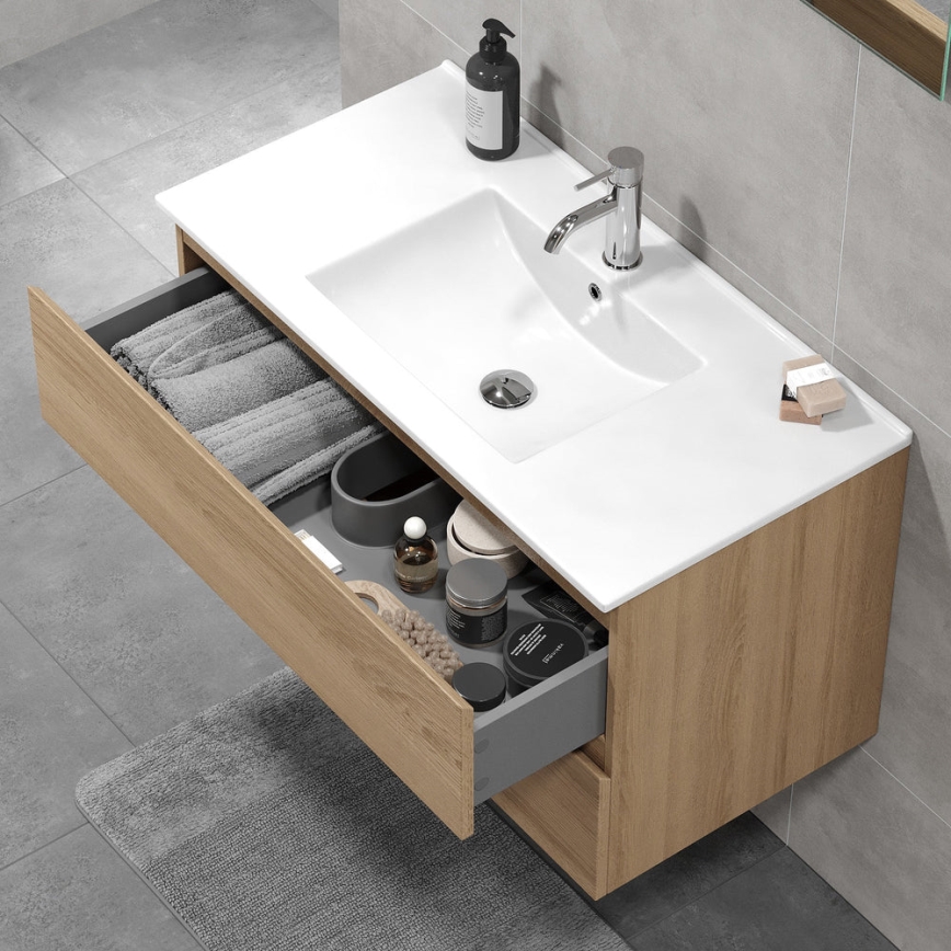 Badmeubel met wastafel KENWOOD 91x50x45 cm eiken
