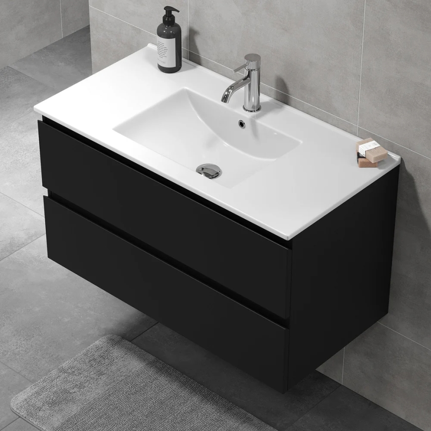 Badmeubel met wastafel KENWOOD 91x50x45 cm zwart