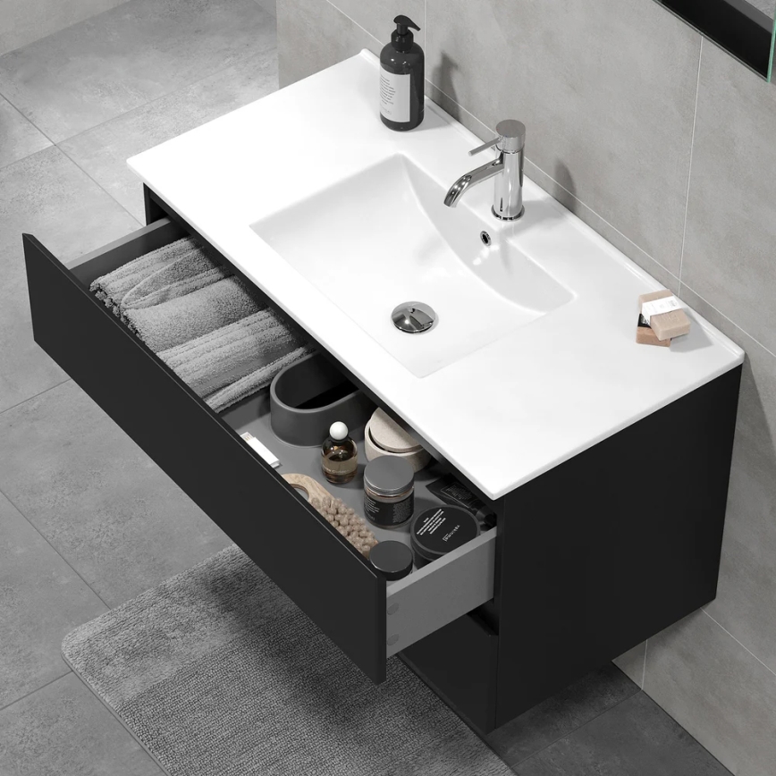 Badmeubel met wastafel KENWOOD 91x50x45 cm zwart