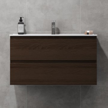Badmeubel met wastafel KENWOOD 91x50x47 cm, walnoot