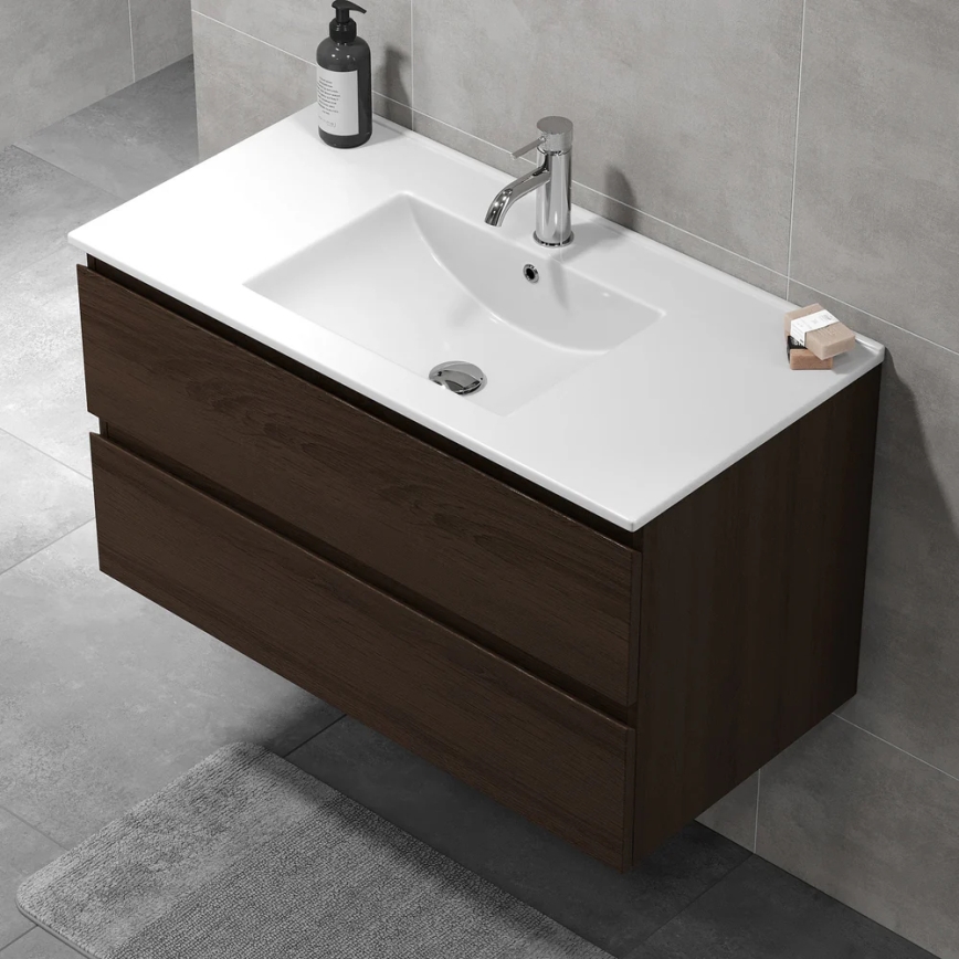 Badmeubel met wastafel KENWOOD 91x50x47 cm walnoot