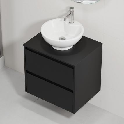 Badmeubel met wastafel TRONDHEIM/DRAMMEN 60x57x46 cm zwart/wit