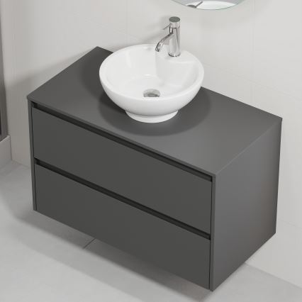 Badmeubel met wastafel TRONDHEIM/DRAMMEN 90x57x46 cm antraciet/wit