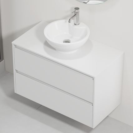 Badmeubel met wastafel TRONDHEIM/DRAMMEN 90x57x46 cm, wit
