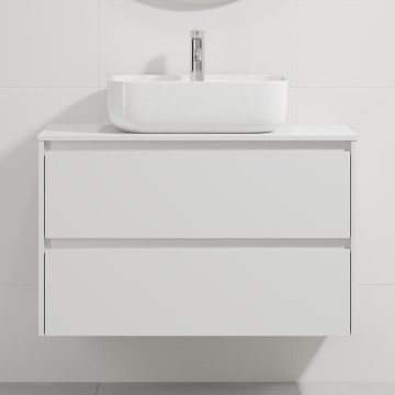 Badmeubel met wastafel TRONDHEIM/KRISTIANSAND 90x57x46 cm wit