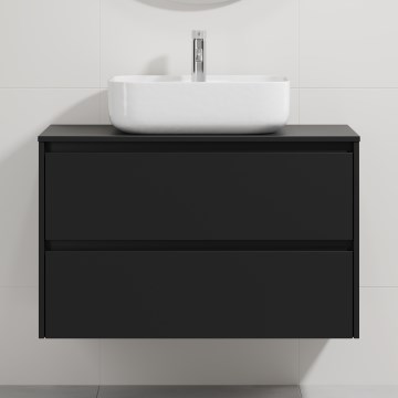 Badmeubel met wastafel TRONDHEIM/KRISTIANSAND 90x57x46 cm zwart/wit