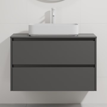 Badmeubel met wastafel TRONDHEIM/LJORDAL 90x57x46 cm antraciet/wit