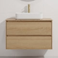 Badmeubel met wastafel TRONDHEIM/LJORDAL 90x57x46 cm eiken/wit