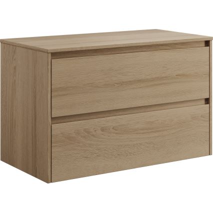 Badmeubel met wastafel TRONDHEIM/LJORDAL 90x57x46 cm eiken/wit