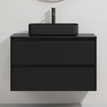 Badmeubel met wastafel TRONDHEIM/LJORDAL 90x57x46 cm zwart