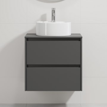 Badmeubel met wastafel TRONDHEIM/VIKEDAL 60x57x46 cm antraciet/wit