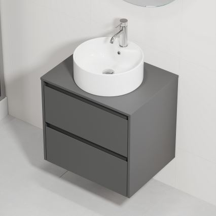 Badmeubel met wastafel TRONDHEIM/VIKEDAL 60x57x46 cm antraciet/wit