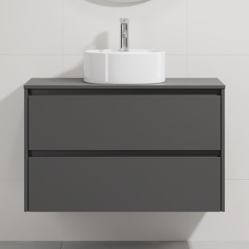 Badmeubel met wastafel TRONDHEIM/VIKEDAL 90x57x46 cm antraciet/wit
