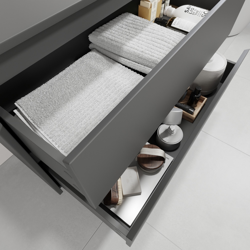 Badmeubel met wastafel TRONDHEIM/VIKEDAL 90x57x46 cm antraciet/wit