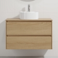Badmeubel met wastafel TRONDHEIM/VIKEDAL 90x57x46 cm eiken/wit