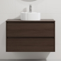 Badmeubel met wastafel TRONDHEIM/VIKEDAL 90x57x46 cm notenhout/wit