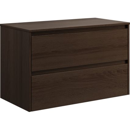 Badmeubel met wastafel TRONDHEIM/VIKEDAL 90x57x46 cm notenhout/wit