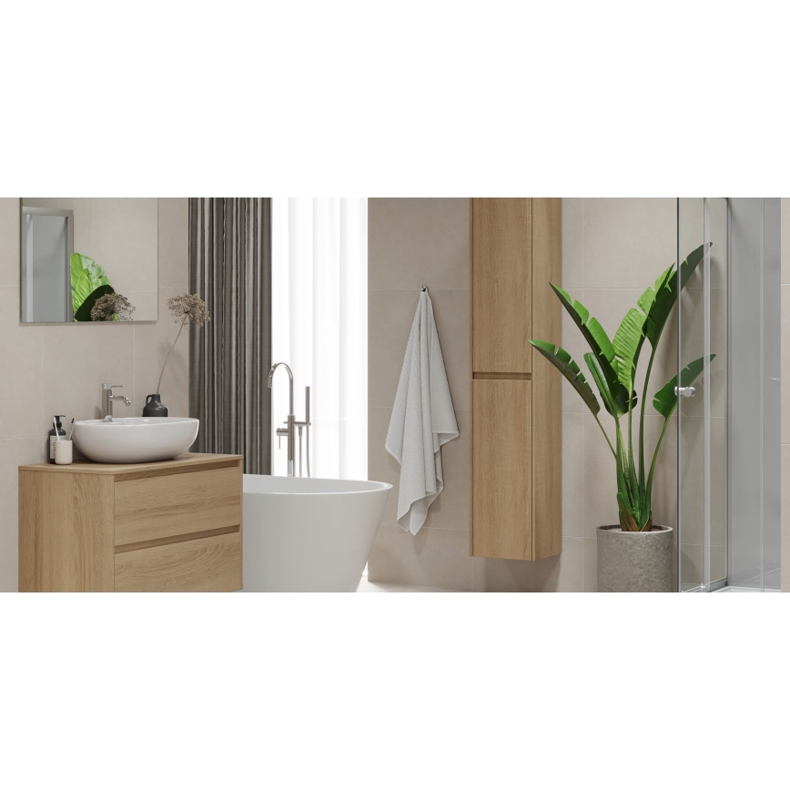 Badmeubel TRONDHEIM voor wastafel 90x57x46 cm eiken