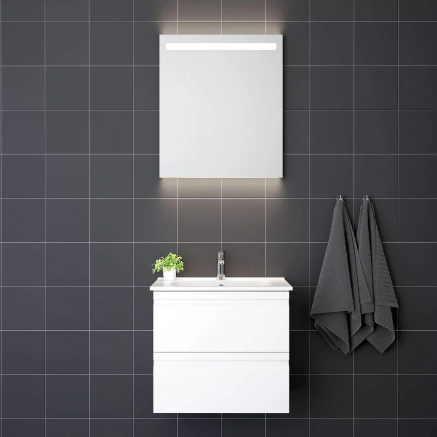 Badmeubel met wastafel VIGO + LED-wandspiegel met randverlichting LED/10W/230V IP44, wit