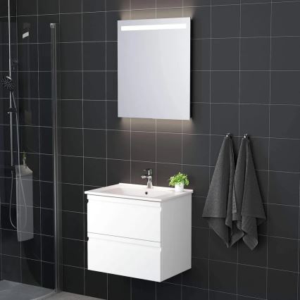 Badmeubel met wastafel VIGO + LED-wandspiegel met randverlichting LED/10W/230V IP44, wit