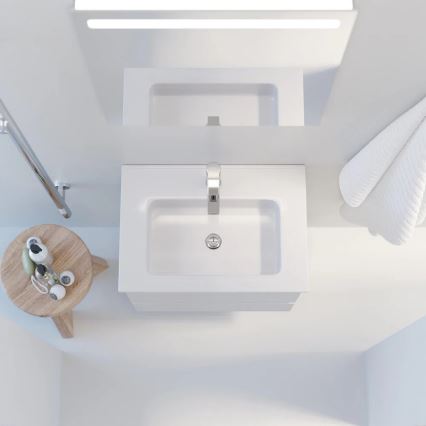 Badmeubel met wastafel VIGO + LED-wandspiegel met randverlichting LED/10W/230V IP44, wit