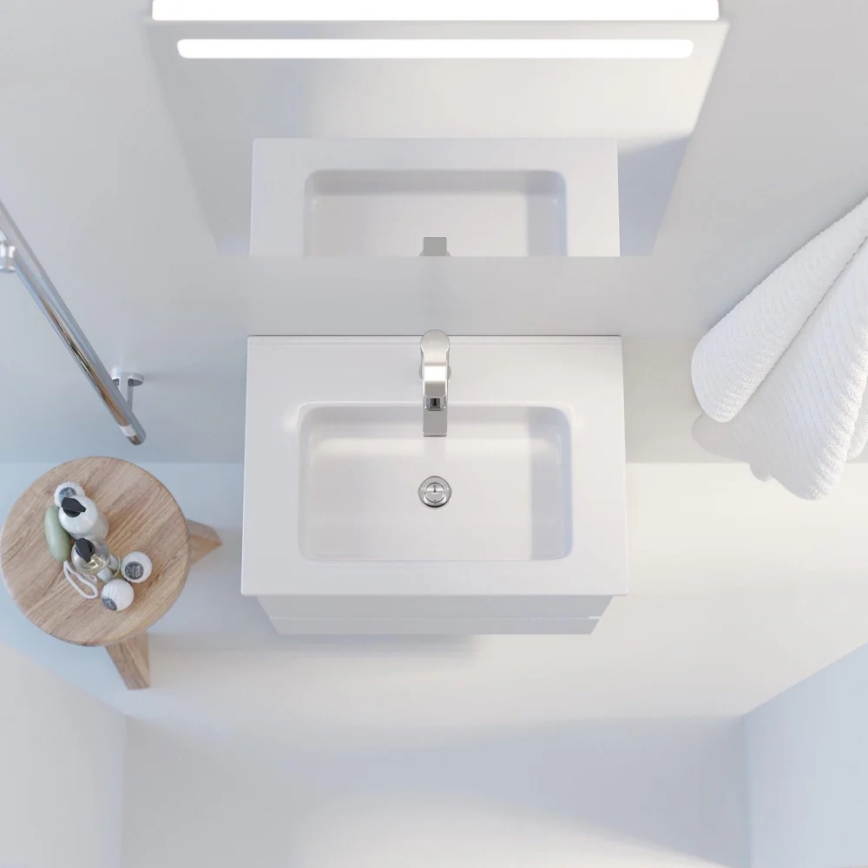 Badmeubel met wastafel VIGO + LED-wandspiegel met randverlichting LED/10W/230V IP44, wit