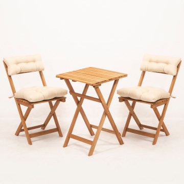 Balkonset met kussens beukenhout