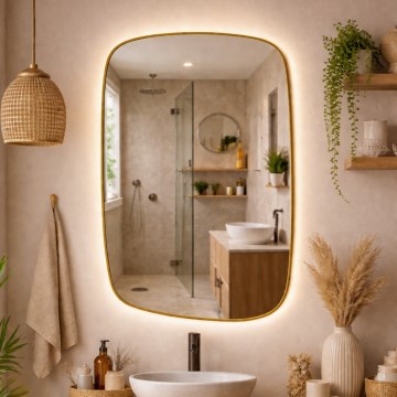 Baltica Design - LED badkamerspiegel met achtergrondverlichting STONE CALM LED/15W/230V 4500K 90x60 cm IP65 goud