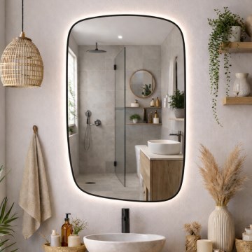 Baltica Design - LED badkamerspiegel met achterverlichting STONE CALM LED/15W/230V 4500K 90x60 cm IP65 zwart