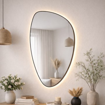 Baltica Design - LED badkamerwandspiegel met verlichting STONE FLUID LED/15W/230V 2700K 92x55 cm IP65 zwart