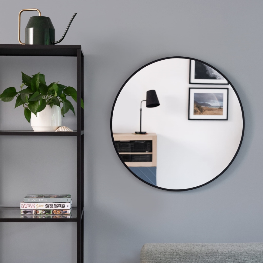 Baltica Design - LED badkamerspiegel voor wandmontage met LED-achtergrondverlichting BRIGHT, 15W/230V, 4500K, Ø 90 cm, IP65, zwart
