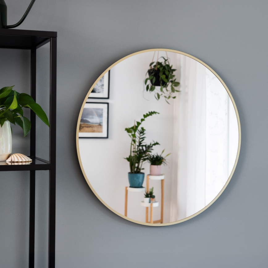 Baltica Design - LED wandspiegel voor de badkamer met geïntegreerde verlichting BRIGHT LED/15W/230V 4500K Ø 90 cm IP65 goudkleurig