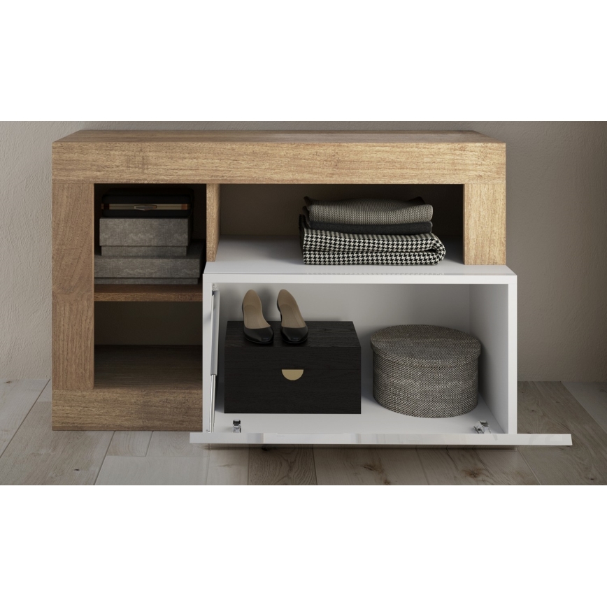 Bank LENOR 91x209 cm wit/bruin