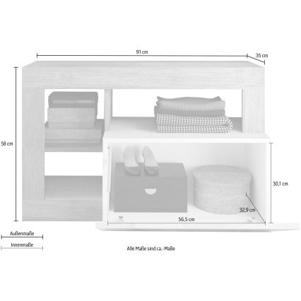 Bank LENOR 91x209 cm wit/bruin