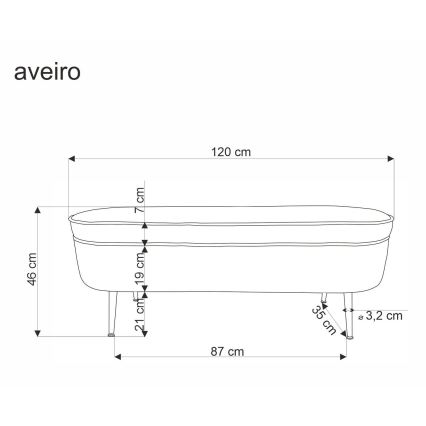 Bank met een opslagruimte AVEIRO 46x120 cm wit