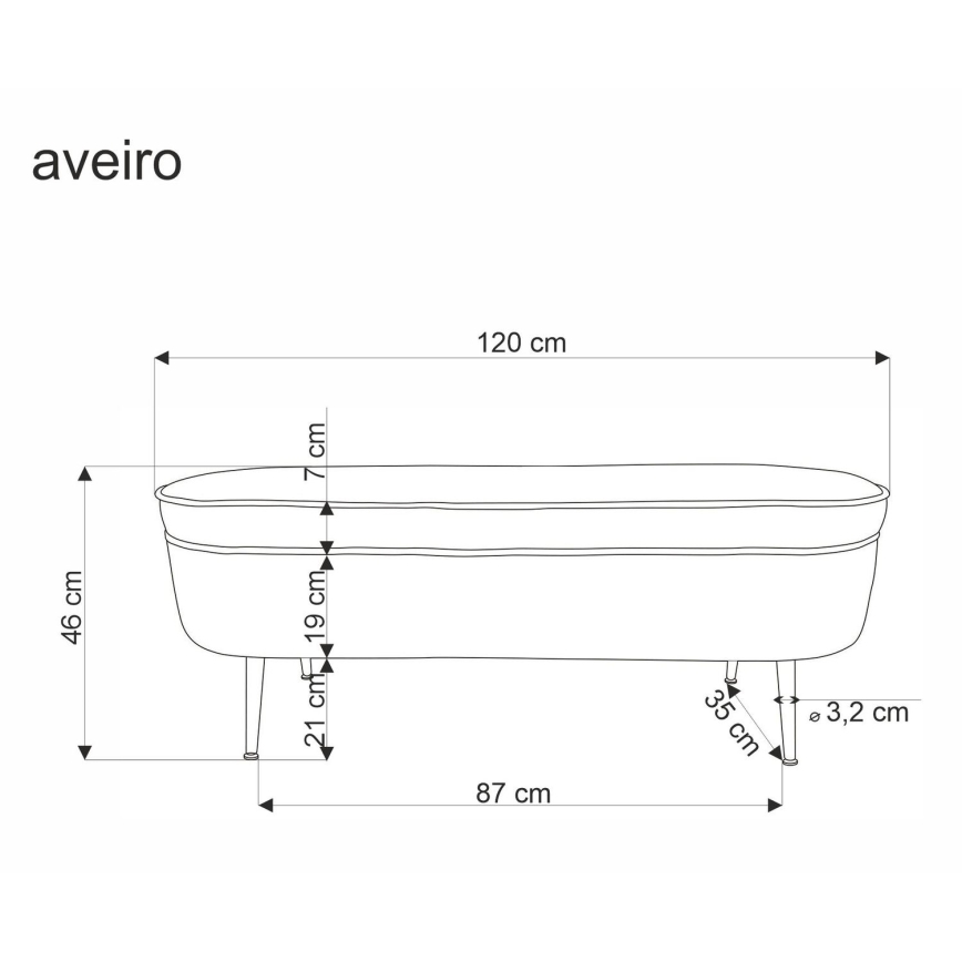 Bank met een opslagruimte AVEIRO 46x120 cm wit
