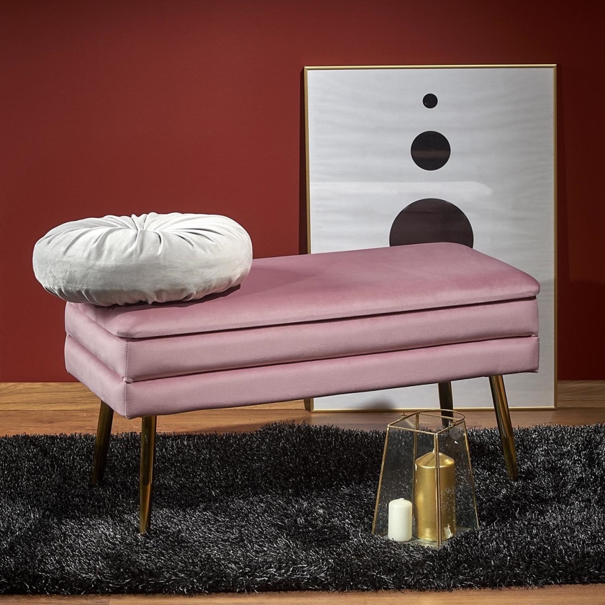 Bank met een opslagruimte VELVA 37x78 cm roze/goud