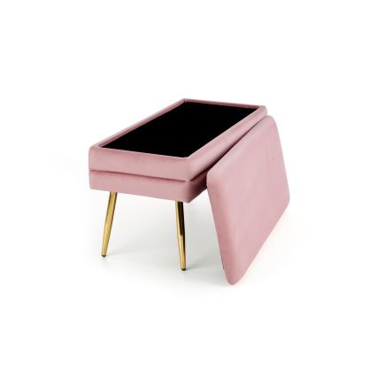 Bank met een opslagruimte VELVA 37x78 cm roze/goud