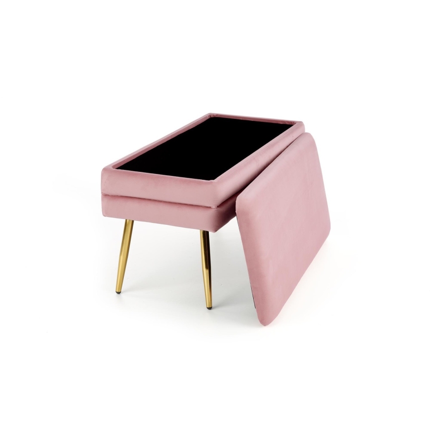 Bank met een opslagruimte VELVA 37x78 cm roze/goud